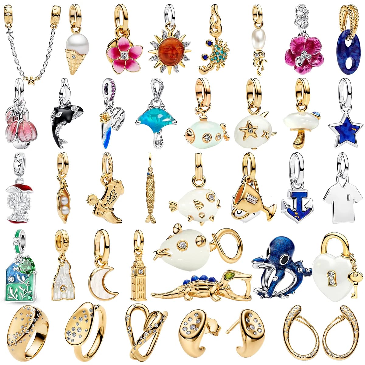Nuovi Charm Originali in Argento Sterling 925, Perle a Forma di Pesce e Conchiglia, per Orecchini, Anelli, Ciondoli, Bracciali, Collane, Gioielli Fai-da-Te da Donna, Regalo
