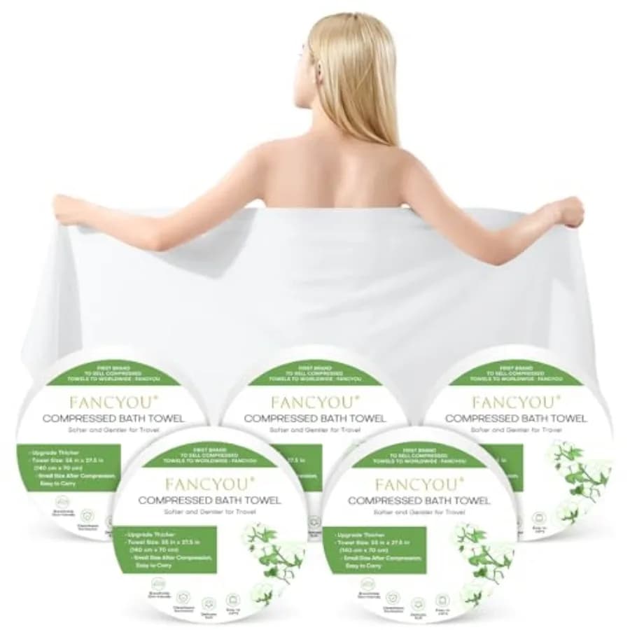 Compressed Towel Tablets Disposable Bath Towels 55''X27.5'' Large Thicken Travel Towel Shower Body Towels Reusable for Hotel Be