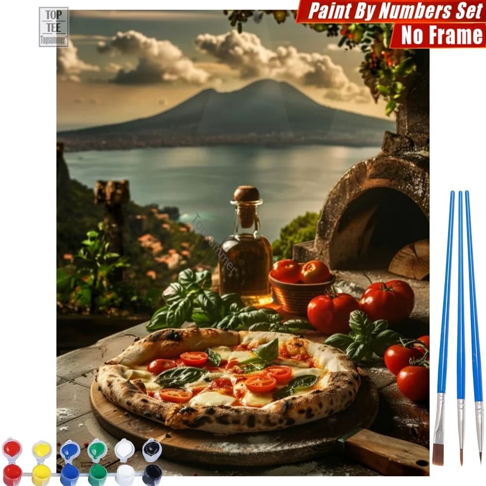 Set Pittura con Numeri Volcano Bay Pizza - Decorazione Murale con Vista sul Forno per Pizza, Arredamento Casa, Regalo per la Festa dei Morti per la Figlia