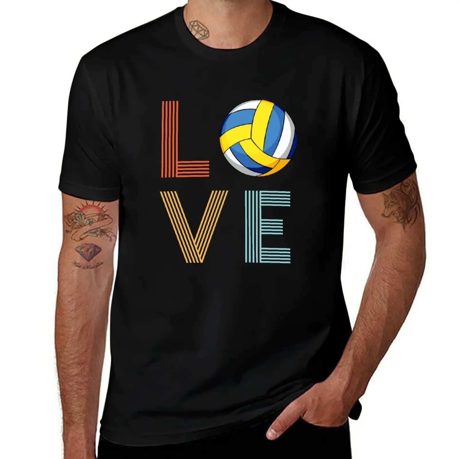 Men's Short Sleeved Basic T-shirt for Volleyball Lovers