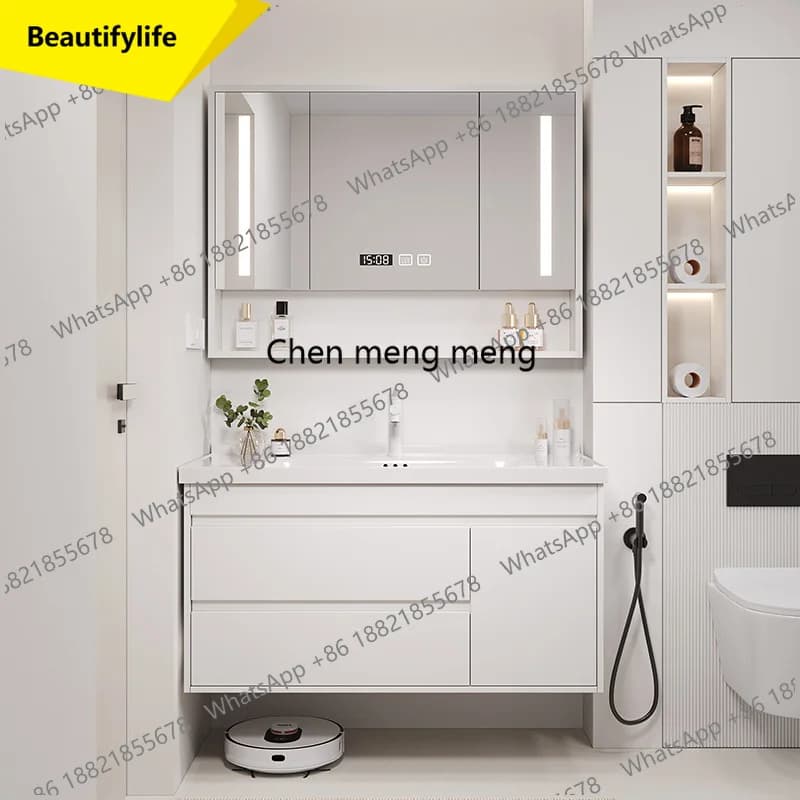Armadio da Bagno Moderno di Lusso A17 con Specchio, Mobile Contenitore Bianco per Doccia, Organizzatore e Portaoggetti per Bagno