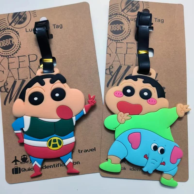 Etichette per Bagagli di Crayon Shin-chan, Porta Indirizzo e Nome per Valigie, Etichetta in Silicone per Bagagli, Accessori da Viaggio Portatili