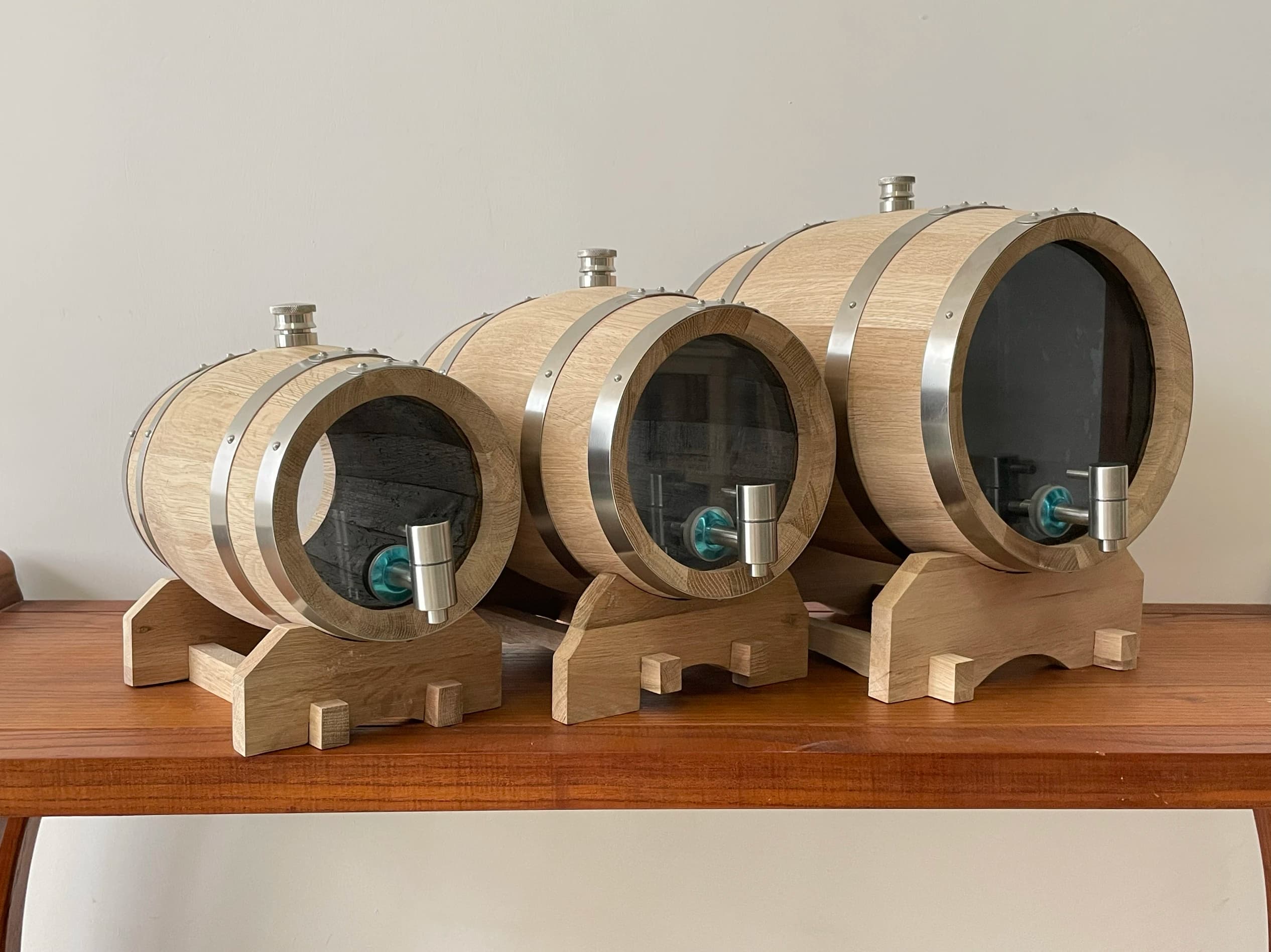 Barile di quercia in legno di vetro a doppia faccia da 3 litri Barile di vino rosso Serbatoio Barile di vino Barile di barbecue Barile di birra Barile di vino Barile di legno