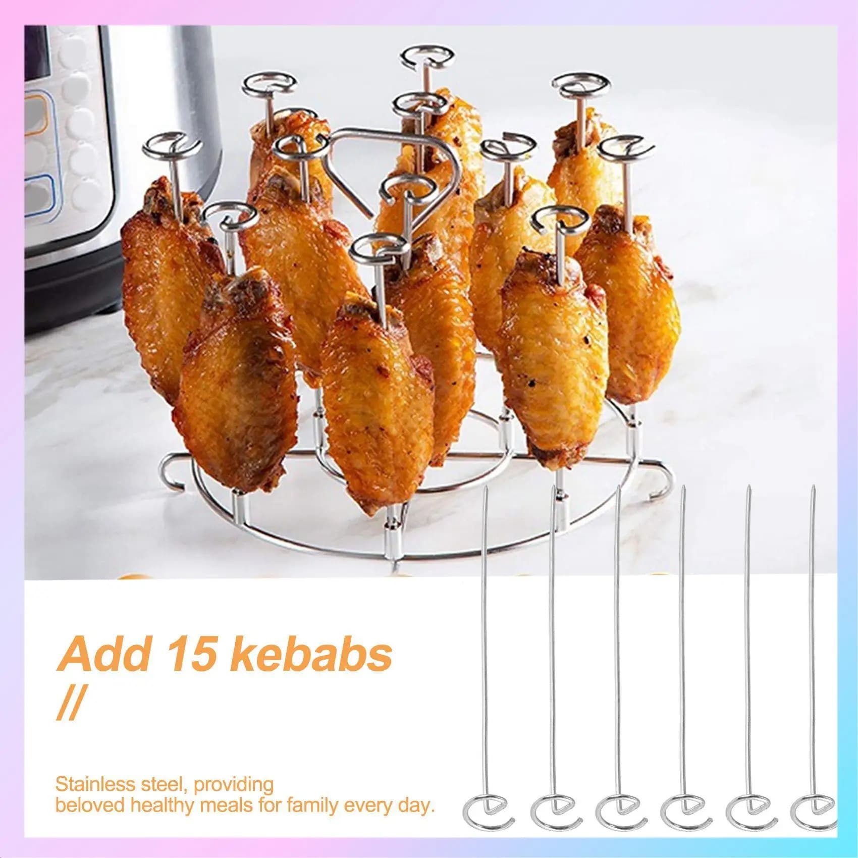 ABRG-Grill Rack for dehydration, support for skewers suitable for Ninja Foodi air fryer accessories 8 liters