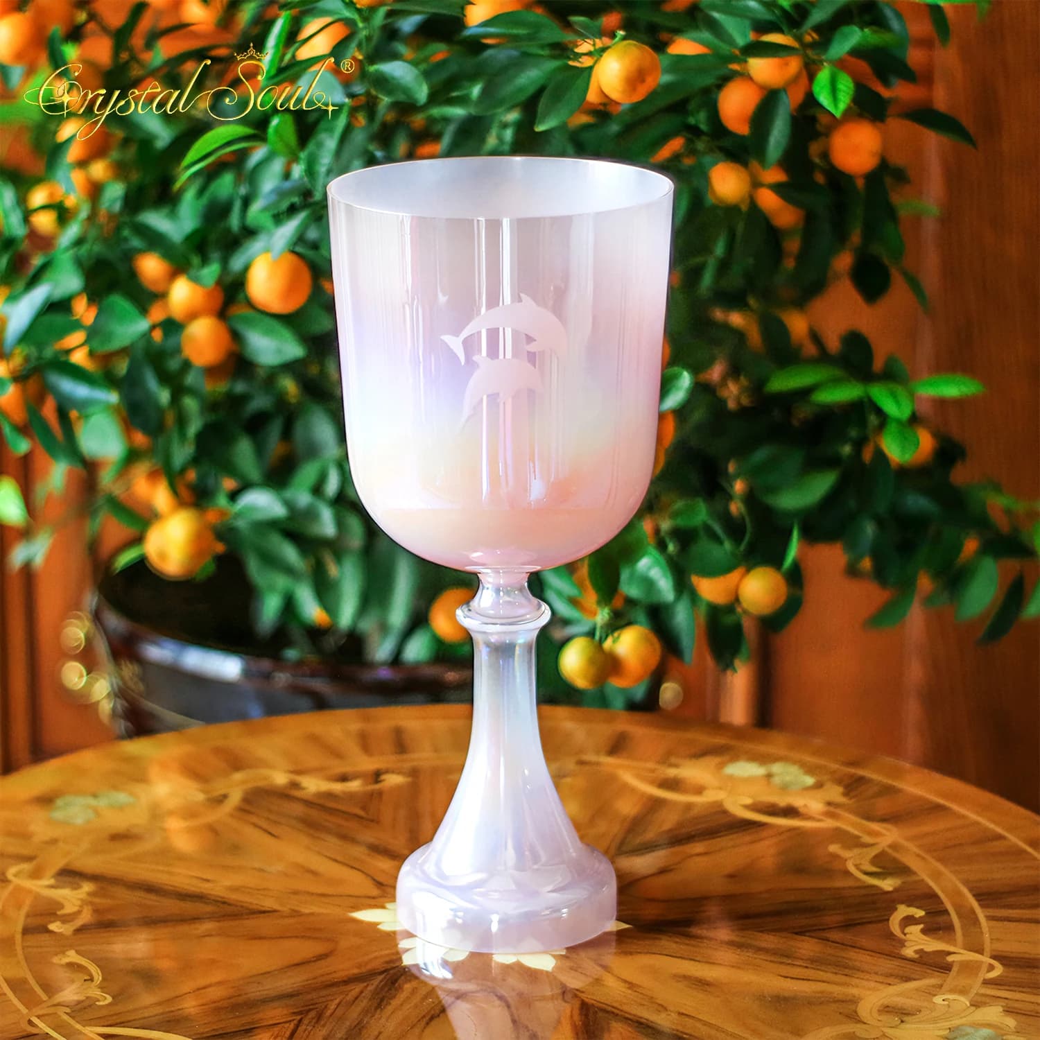 Crystal Soul 6.2inch 528 hz D# High Quality Crystal Holy Grail Alchemy Crystal Singing Bowl