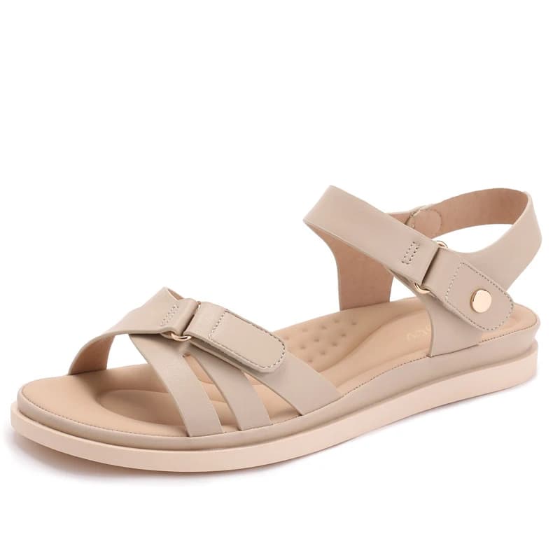 Sandali casual antiscivolo da esterno alla moda con suola piatta, nuovo modello estivo con cinturino posteriore in velcro e comoda imbottitura