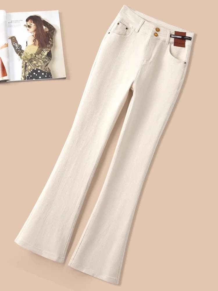 High Waist Slimming Micro Flared Jeans Women's Spring Autumn 2025 New Style Straight Leg Bell Bottom Denim Pants