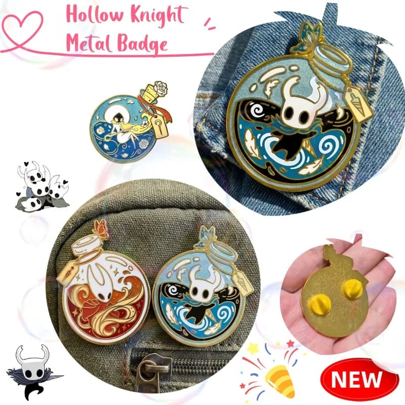 Spille in metallo smaltato Hollow Knight Hornet all'ingrosso, distintivi decorativi creativi per vestiti e zaini, mini regali