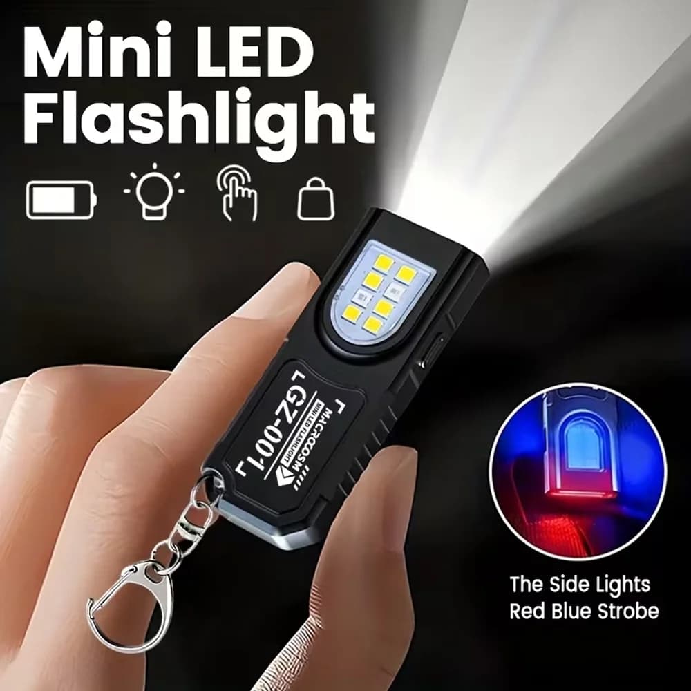 Mini LED Keychain torch COB USB Rechargeable Flashlight With Powerful Magnetic Portable Work Light External Emergency Light