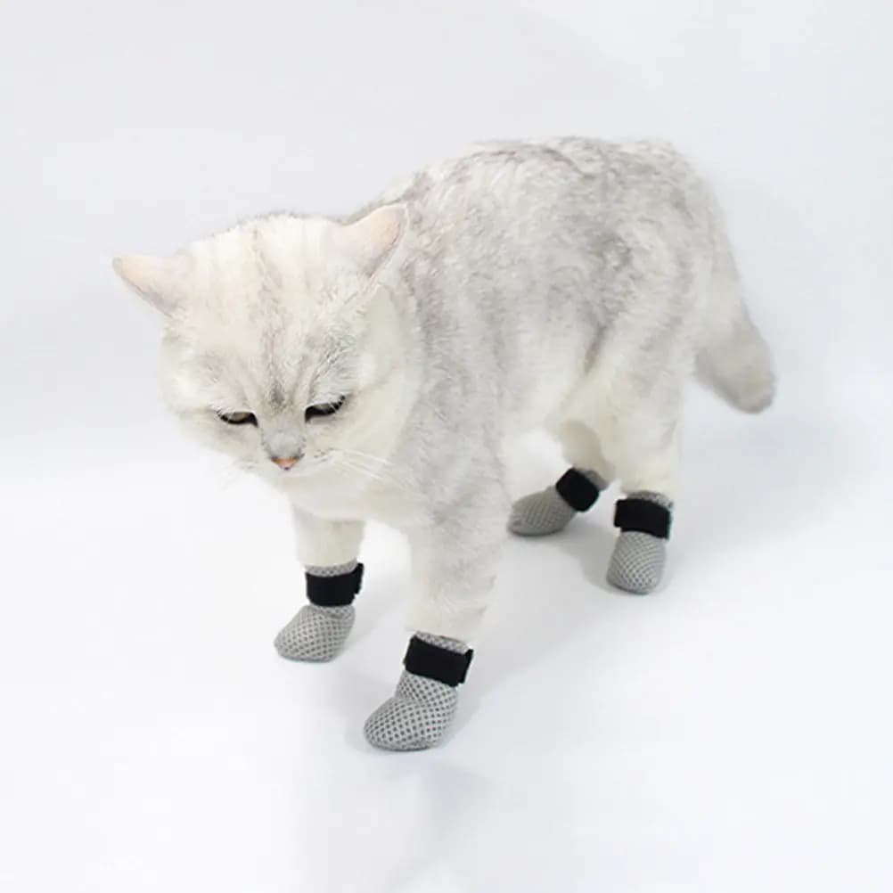 4Pcs Cat Protective Shoes Adjustable Anti Scratch Boots Breathable Mesh Paw Covers for Cats Shoes for Cats Cat Boots
