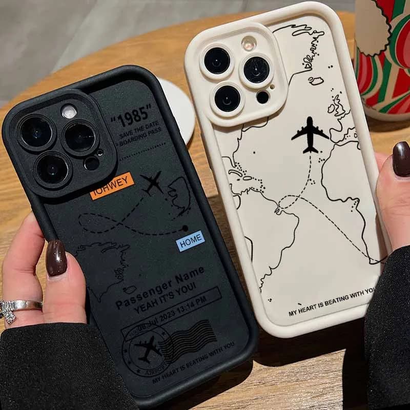 Custodia Morbida per iPhone Apple con Design 'Flight Routes' e 'Eyes Ladder' per modelli 17 Air 16E 16 15 14 13 12 Mini Pro Max Plus