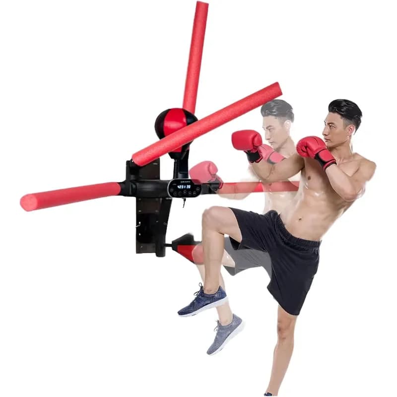 Heavy Duty Steel Boxing Speed Ball with Reaction Rod Wall Mounted Light Target Trainer Sand Filled Rotating Punching Bag for