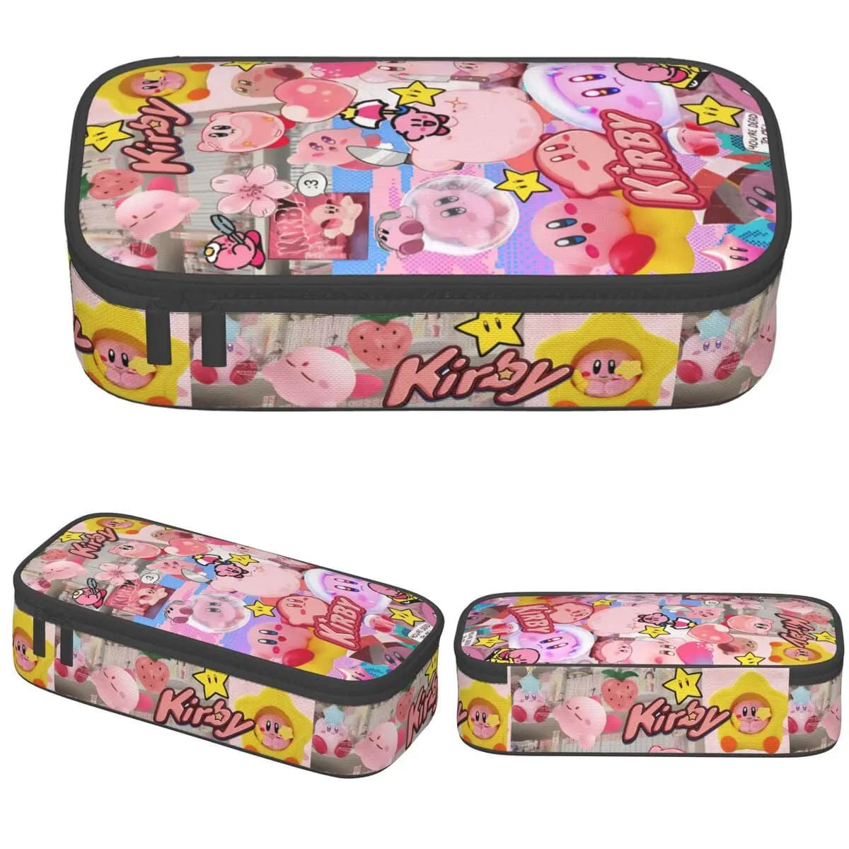 Astuccio per matite da gioco divertente Kirbys rosa Astuccio per matite di grandi dimensioni Astuccio per penne per cancelleria Astuccio per pennarelli