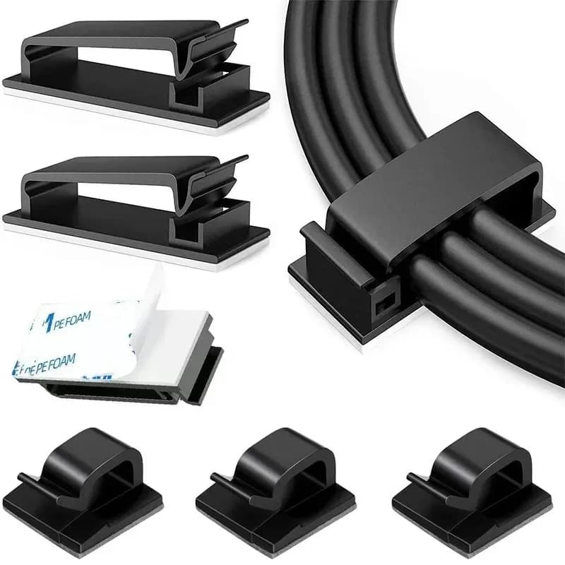 20pcs Adhesive Cable Organizer Cable Holder Cable Management Clip—Suitable for Home Computer Power Cords