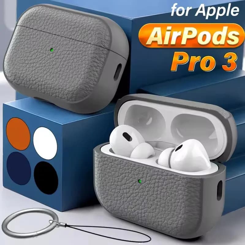 Leather case for AirPods Pro of third generation Protective Case with Keychain for AirPods Pro3, Accessories