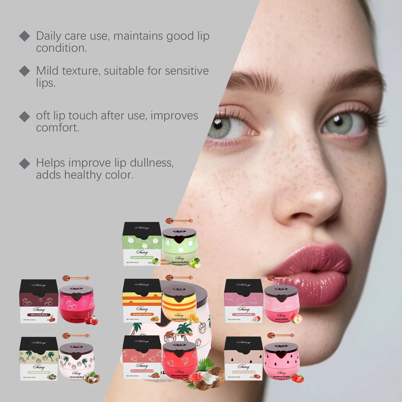 Lip Mask with Taste Fruit Repair Labbra Dryers and Ruvides Reduces Screpolated Lips Levigating Lip Rugs Rimpolpa and Dona Gloss Hydrating Duration Lip Mask Moisturizing