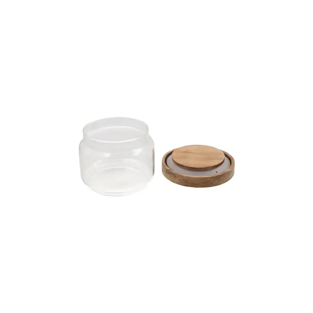 Wooden Lid Glass Food Storage Jar Clear Coffee Beans Kitchen Container Round Thicken Airtight Canisters Kitchen Accessories