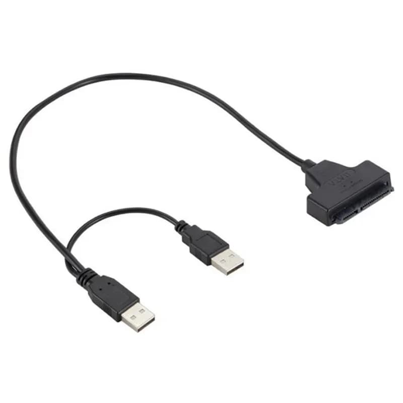 Cavo SATA a USB 2.0 per HDD/SSD esterno da 2,5 pollici, adattatore SATA 3 a 22 pin, adattatore USB 2.0 con porta di alimentazione