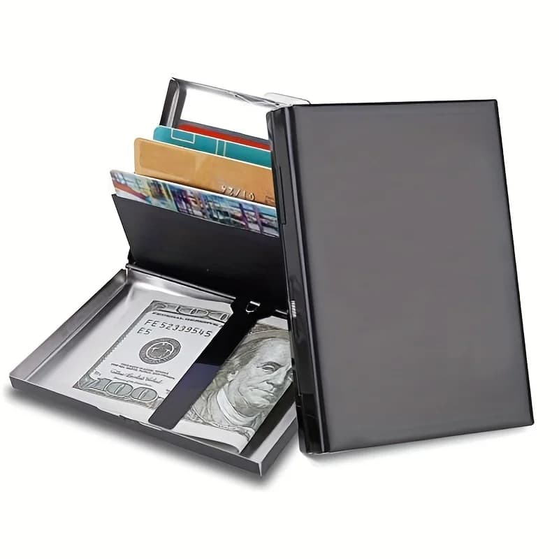 Porta carte di credito RFID Porta carte da visita con fermasoldi in acciaio inossidabile per uomo donna