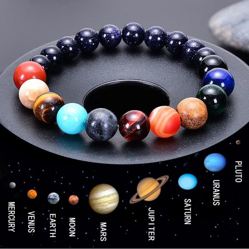 Women Men Natural Stone 10 Planets Braclet Noter Universe Solar System Bracelet Best Friends Gift For Him/Her Yoga Bileklik