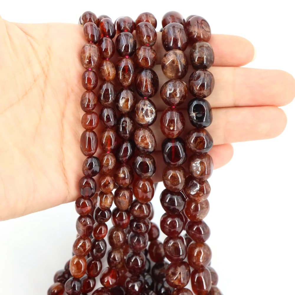 Natural Garnet Stone Beads Flat Oval Irregular Loose Spacer Gemstone Bead Jewelry Making DIY Bracelet Necklace Charms Accessorie