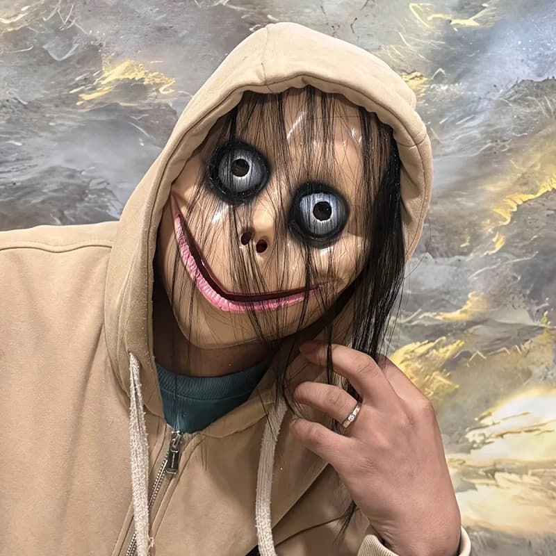 Maschera Horror per Scherzi, Parrucca Divertente da Clown, Maschera per Halloween, Scherzo Pratico, Perfetta per Feste in Costume ed Eventi Divertenti