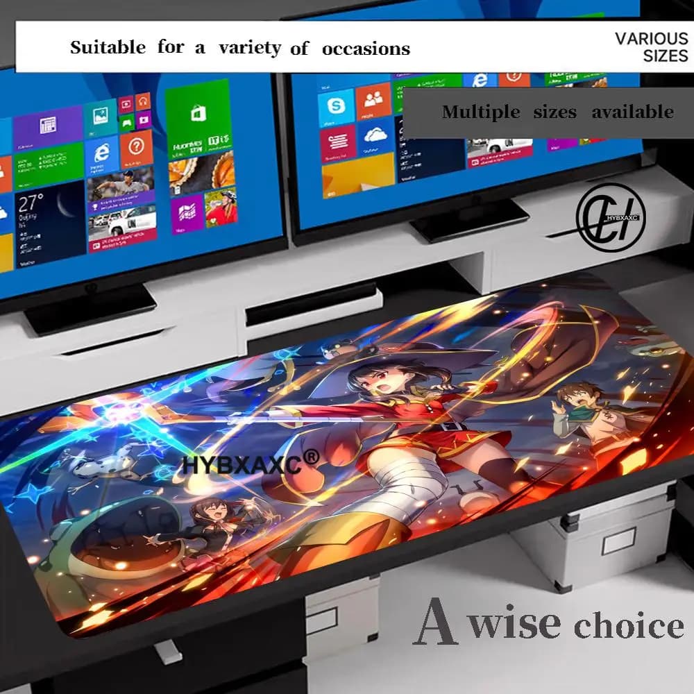 Tappetino per mouse KonoSuba Megumin XXL Tappetino per computer Anime 900x400mm Accessori da gioco Tappetino per mouse Kawaii Tappetino per tastiera grande