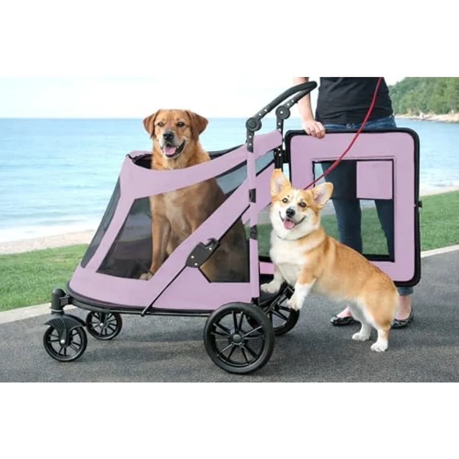 Pet Gear NO-Zip Pet Stroller with Dual Entry, Push Button Zipperless Entry for Single or Multiple Dogs/Cats, Pet Can Easily Wal