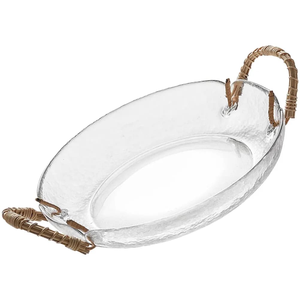 Glass Salad Plate Handmade Handle Reliable Glass Snack Plate for Snacks Appetizers Dried Fruit Nuts Home Supplies
