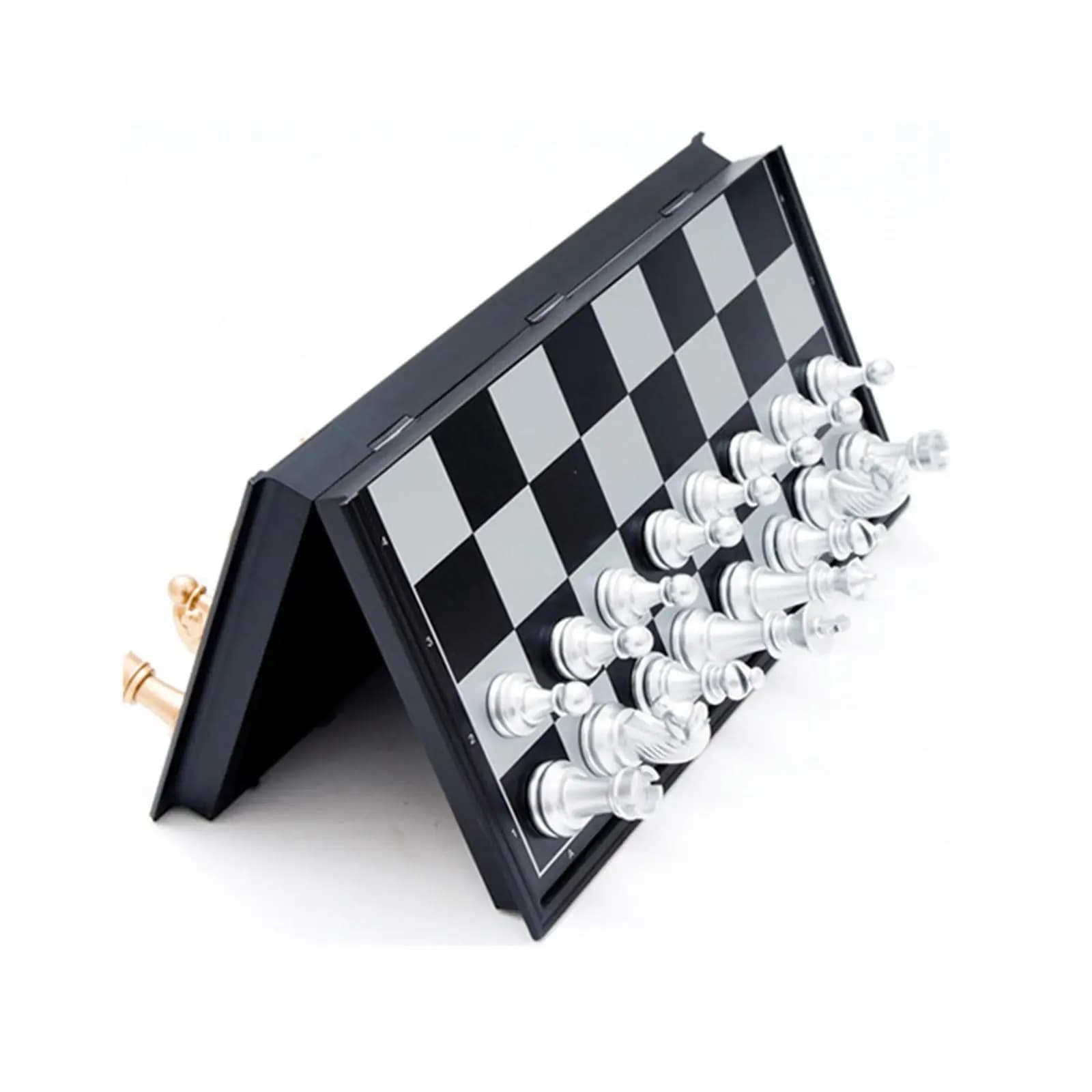 International Chess Game Board Set Foldable Plastic Storage Inside Portable Strategy Game for Camping Backyard BBQ Family Gift