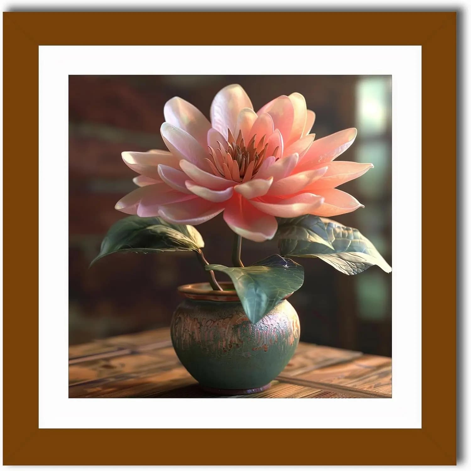 12x12 Solid Wood Picture Frame, Natural Brown, Acrylic Glass, for Diamond Art or Photos