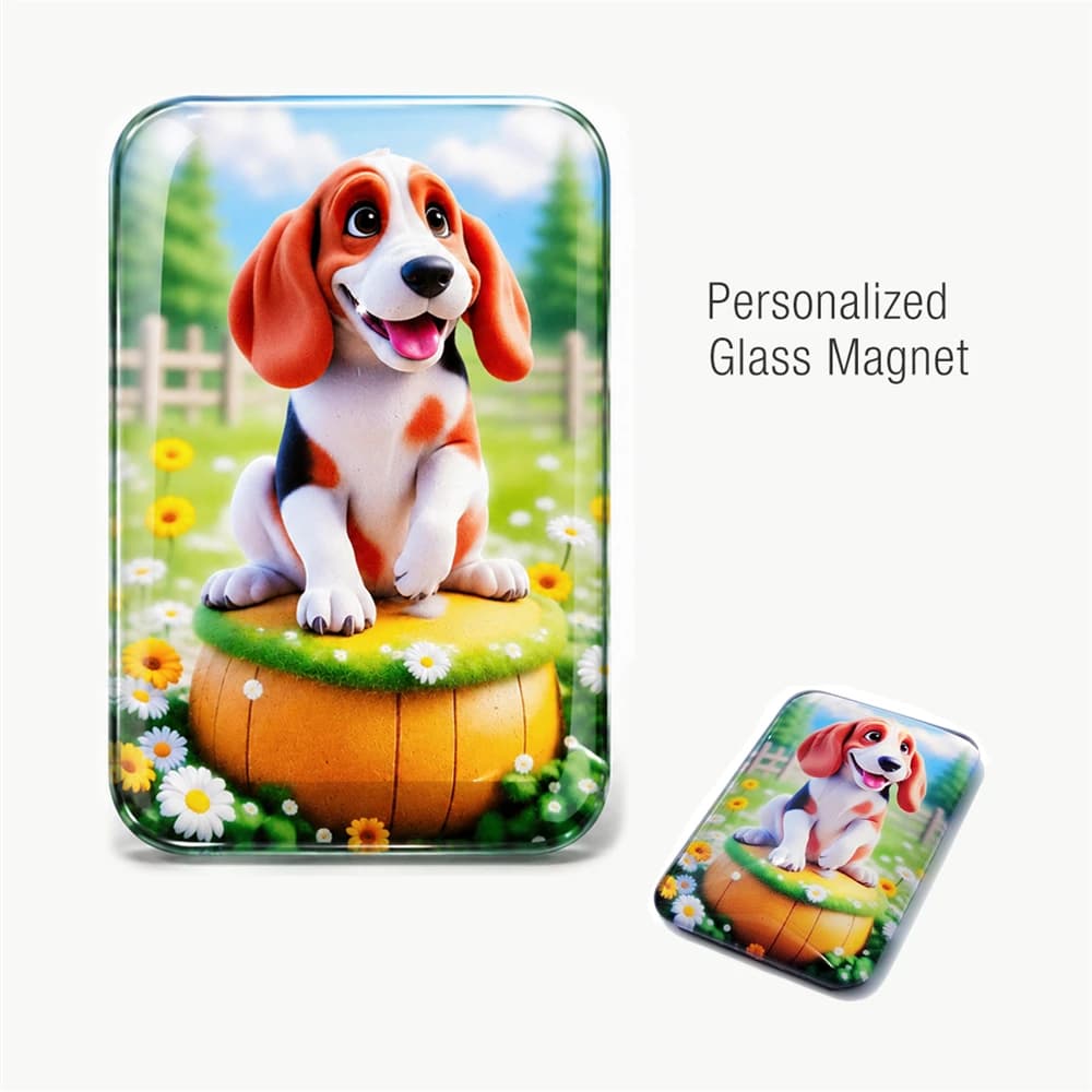 Personalized Glass Fridge Magnet Custom Pet Photo Refrigerator Magnet Memorial Gift for Dog Cat Lovers