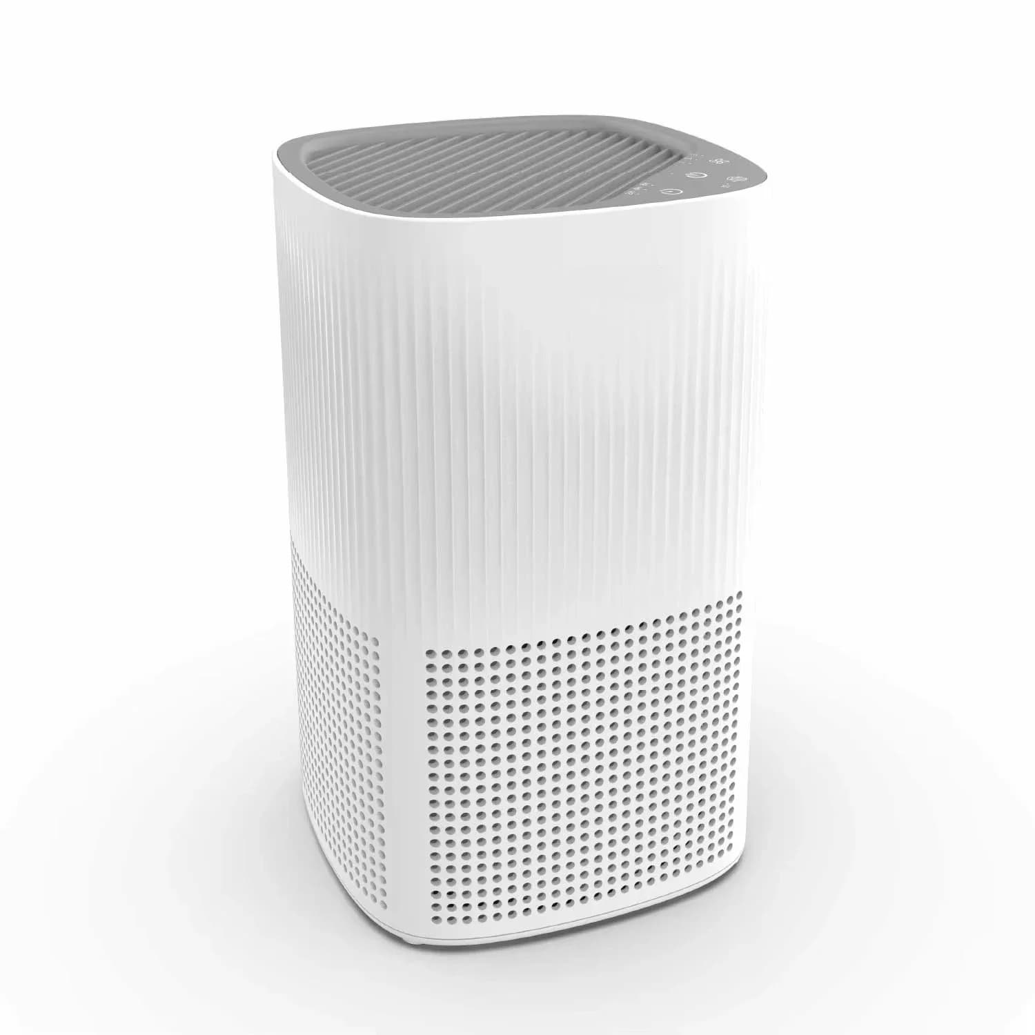 Purificatore d'aria portatile all'ingrosso, 100 CADR, filtro Hepa a 3 strati, basso rumore, aromaterapia, controllo WiFi, bianco
