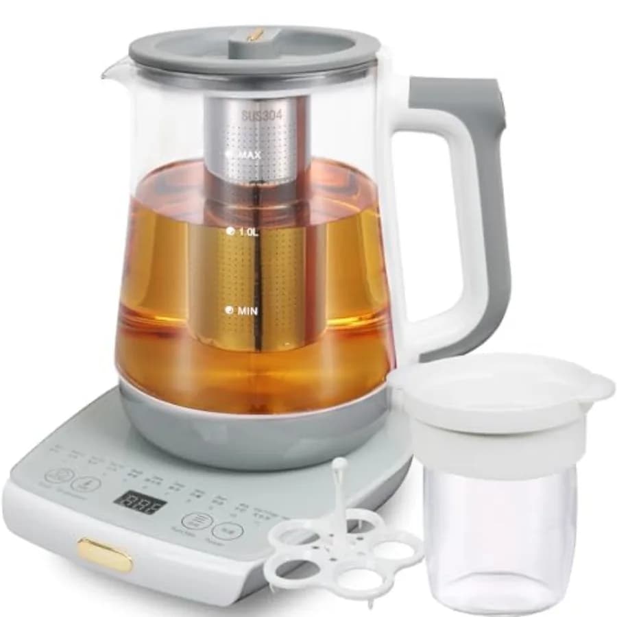 Bollitore Elettrico Salutare con Infusore e Pentola per Stufati, Macchina Intelligente per Tè Caldo alla Frutta con Controllo della Temperatura e Mantenimento del Calore, 12 Funzioni