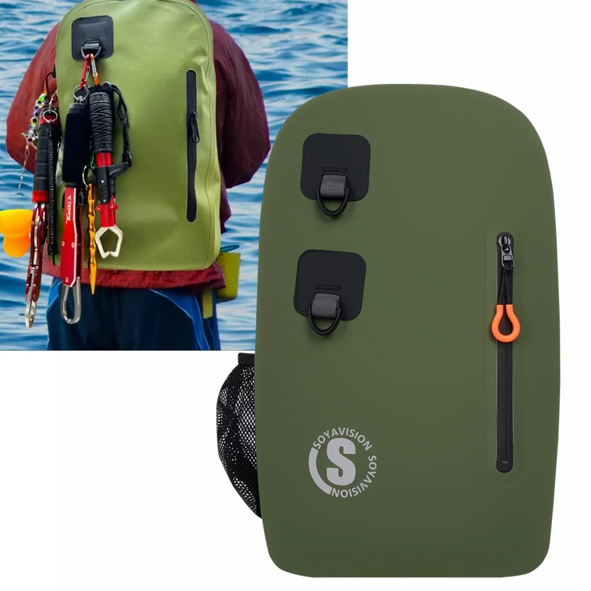 SOYAVISION Fishing Shoulder Bag Fishing Tackle Waterproof Motorcycle Bag Outdoor Capacity Fishing Lures Line Box Storage