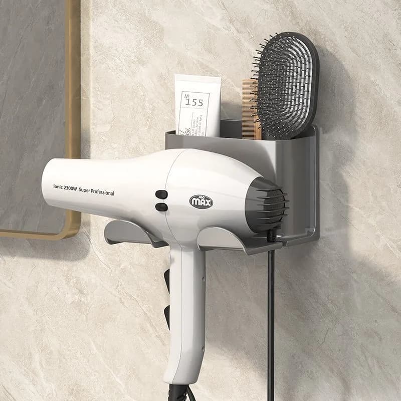 1 Pc portaoggetti per asciugacapelli, toletta da bagno scaffale multifunzionale, staffa di montaggio a parete per asciugacapelli senza punzonatura