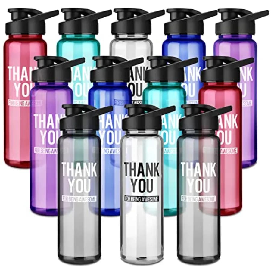 Confezione da 12 Bottiglie d'Acqua da 24 oz, Regalo di Apprezzamento per Volontari e Dipendenti, Bottiglia Sportiva con Scritta 'Grazie per Essere Fantastici' per Infermieri