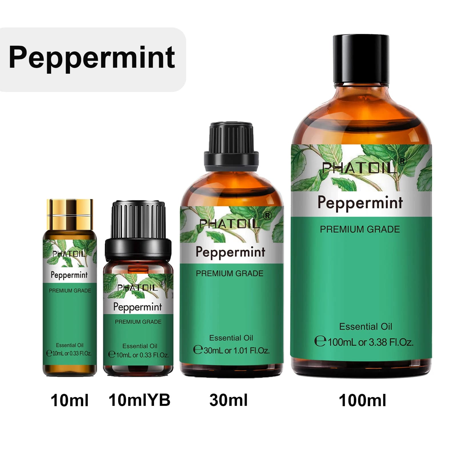 PHATOIL 1PCS 10ml/30ml/100ml Olio essenziale di menta piperita naturale per aromaterapia, diffusore, rinfrescante, massaggio, produzione di candele