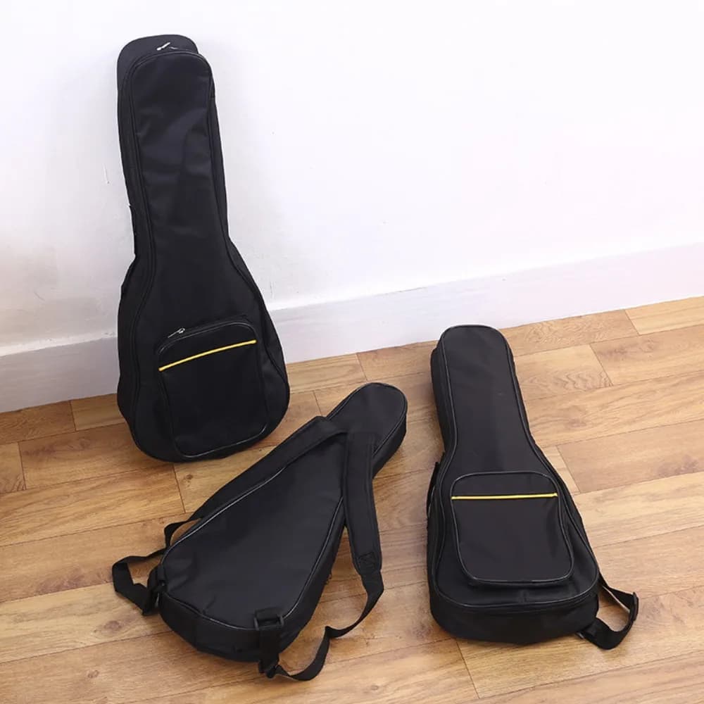 Zaino per ukulele da 21/23/26 pollici Cinghie regolabili Doppi spallacci Mini borsa per chitarra Imbottita in spugna con manico Borsa per strumenti