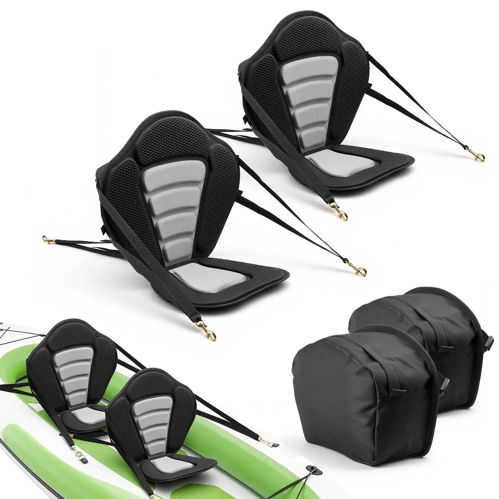Sedile per Kayak SucceBuy 1/2 Pezzi, Spessore 0.5/1/2/2.6 Pollici, Universale con Supporto per la Schiena, Cuscino Imbottito Morbido per Sit-on-Top con Borsa e Cinghie