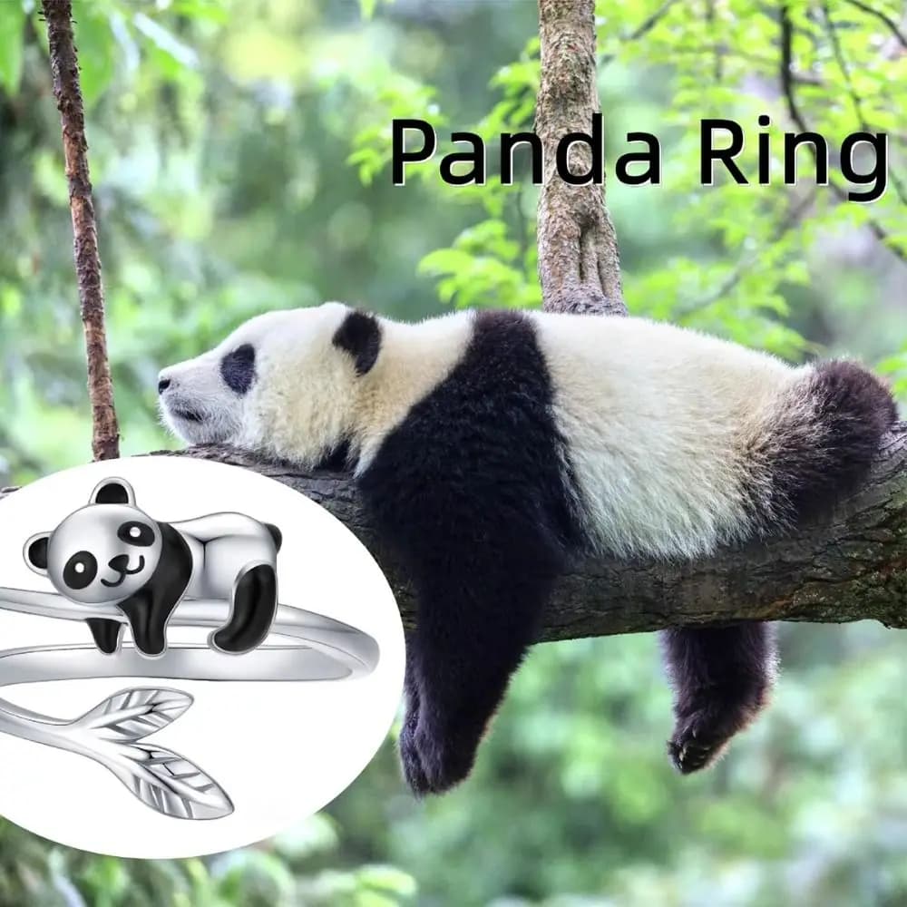 Anello Aperto con Design Animale Adorabile, Stile Trendy e Semplice, Design Panda, Design Koala, Gioiello da Dito per Uso Quotidiano