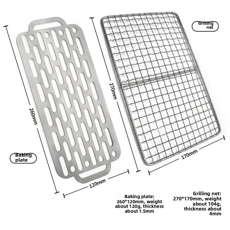 Pure titanium grill for outdoor barbecue, picnic, reusable non-stainless steel kitchen grill for fish meat, light camping