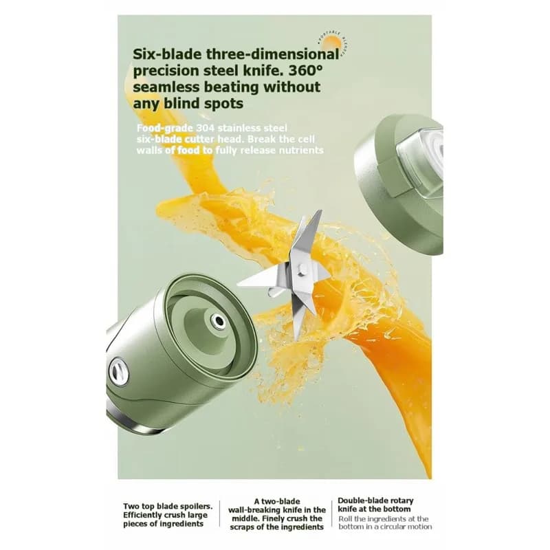 [B25B!】 Auto-Clean Portable Juicer Blender, Wireless Charging, Quick Juice, 200W, Compact Design