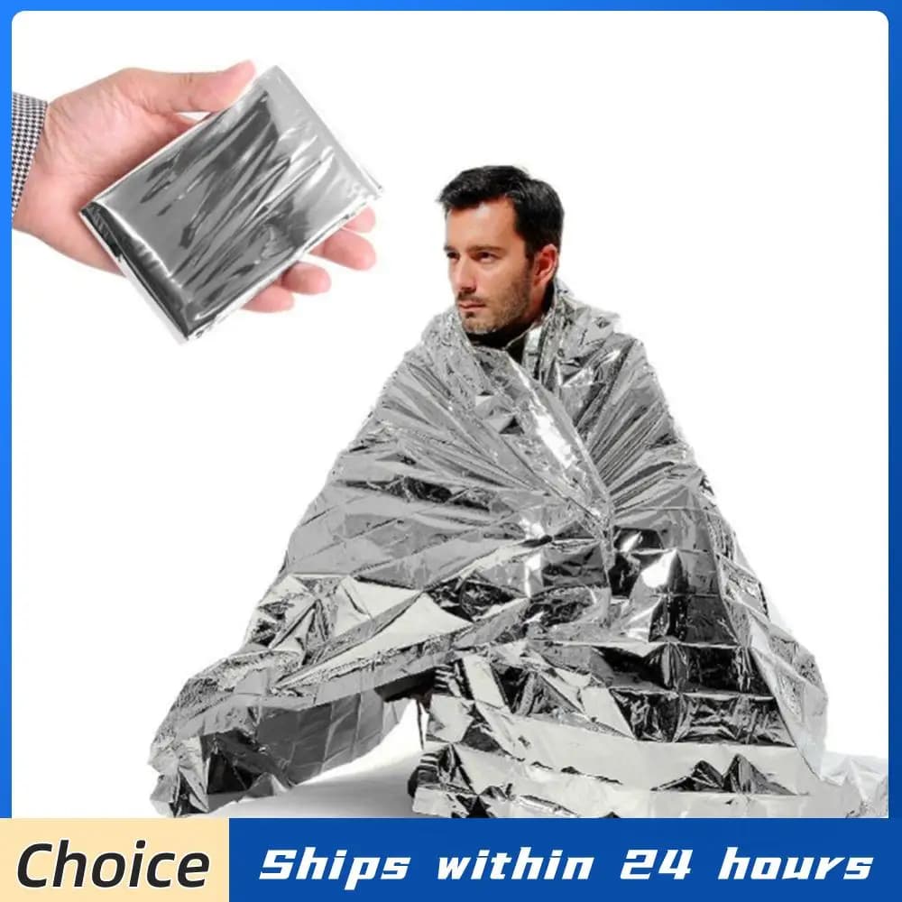 Coperta Termica in Mylar 130x210cm, Impermeabile, Mantiene il Calore, Conserva il Calore Corporeo, Forniture di Emergenza per Campeggio all'Aperto