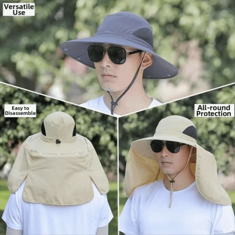 Men's and Women's Fashion Sun Hat with Large Tesa, Removable visor, UV Protection and Cordino, Bucket Summer Hat