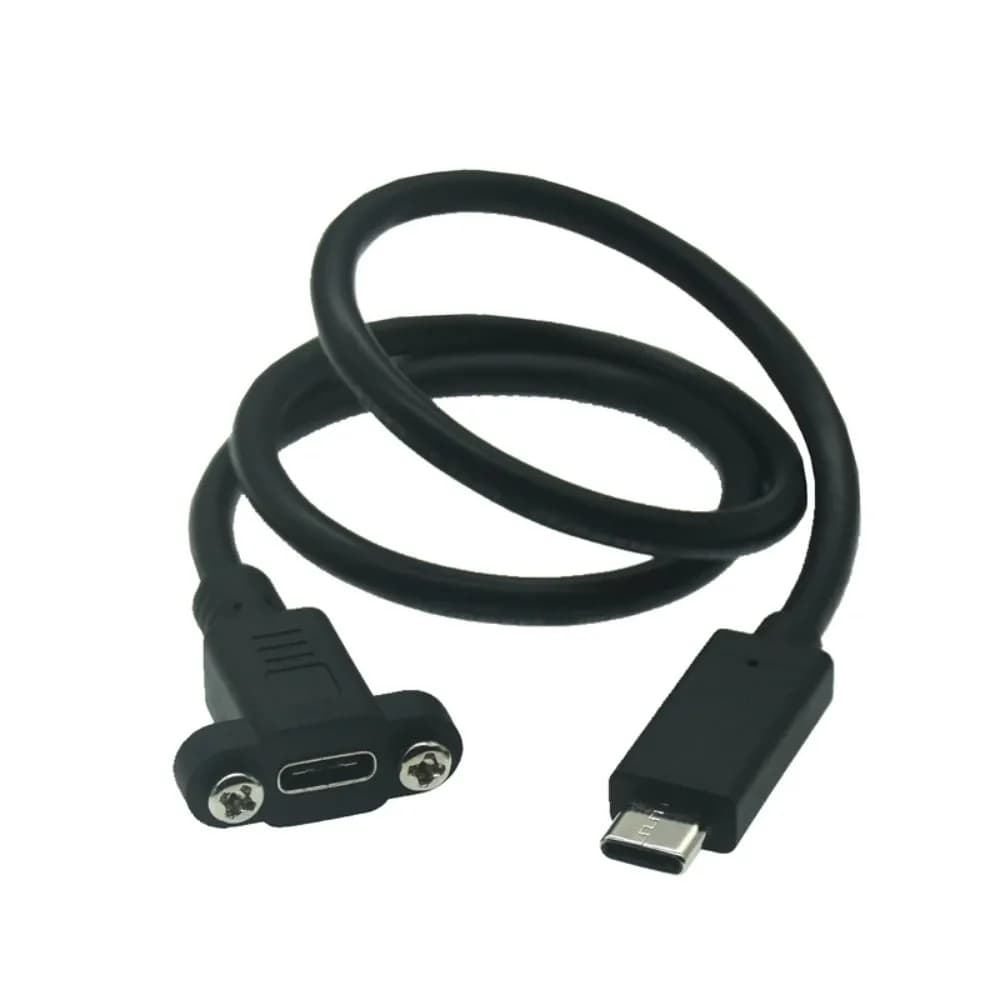 Cavo di Prolunga USB-C Maschio-Femmina per Montaggio su Pannello con Connettore a Vite, 0,2m/0,3m/0,5m/1m, Spaziatura 18mm
