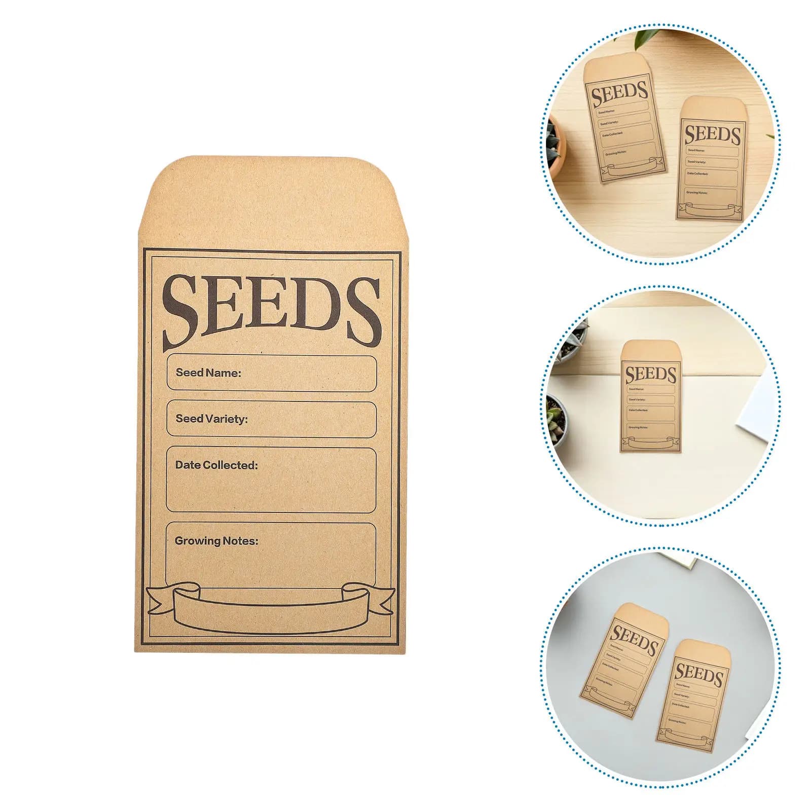50 Buste in Carta Kraft per Semi, Mini Sacchetti Autoadesivi per Conservazione, Bustine per Monete, Semi di Fiori e Verdure