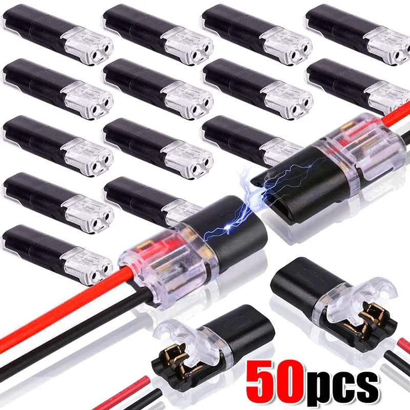 50/1 pz Impermeabile Spina Veloce Doppio Filo Plug-in Connettore Auto Cavo Elettrico Connettori A Scatto 2 Spille luci di Striscia Terminale