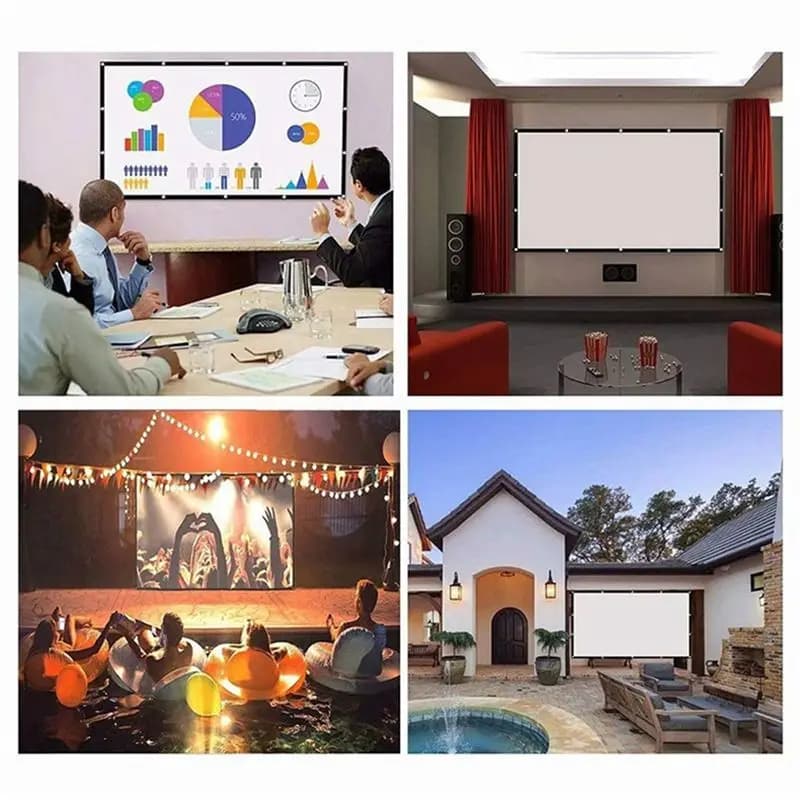 a86g new Portable Projector Screen for Home Theater Outdoor HD White Foldable Anti-Crease (72Inch)