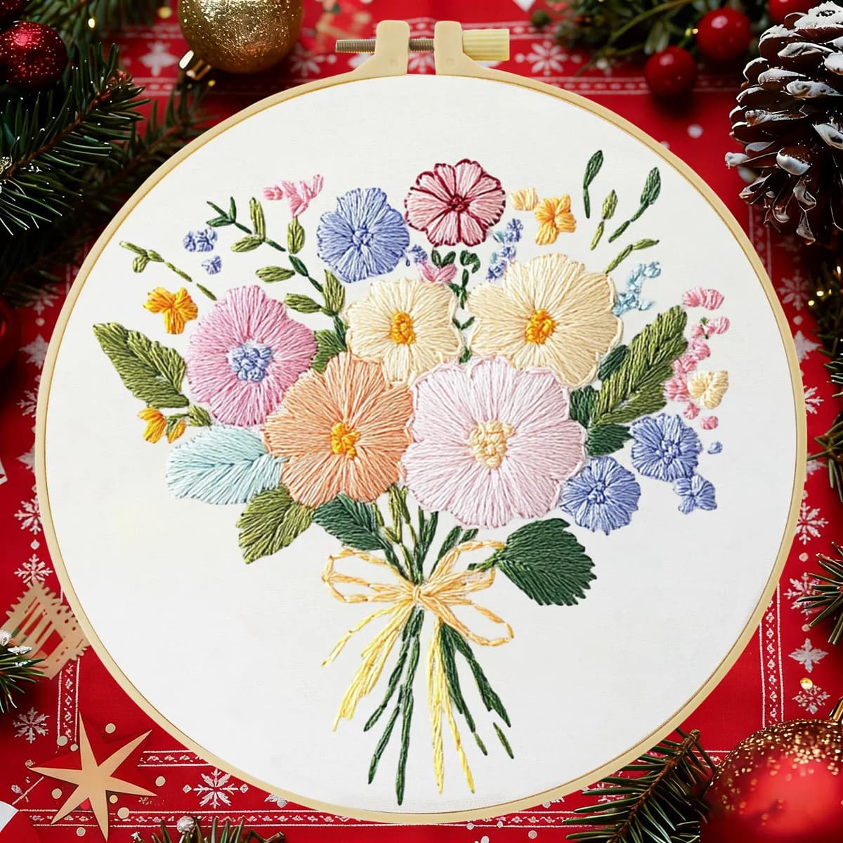 1 pz 20X20 CM/15X15 CM Raccolta Fiori Ricamo Starter Kit FAI DA TE Punto Croce Cucito Arte per il Regalo
